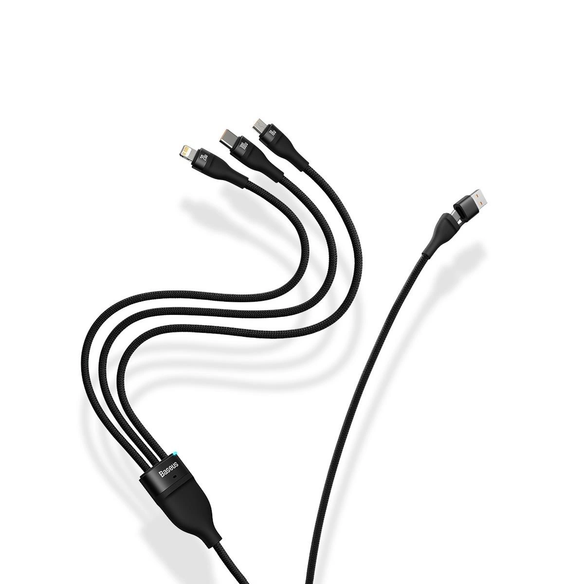 BASEUS CABLE 100W 1,2 M USB + TYPE C TO TYPE C/LIGHTNING/MICRO USB -Noir (CASS030101) - Gtel baseus cable 100w 12 m usb type c to type c lightning micro usb noir cass030101 3