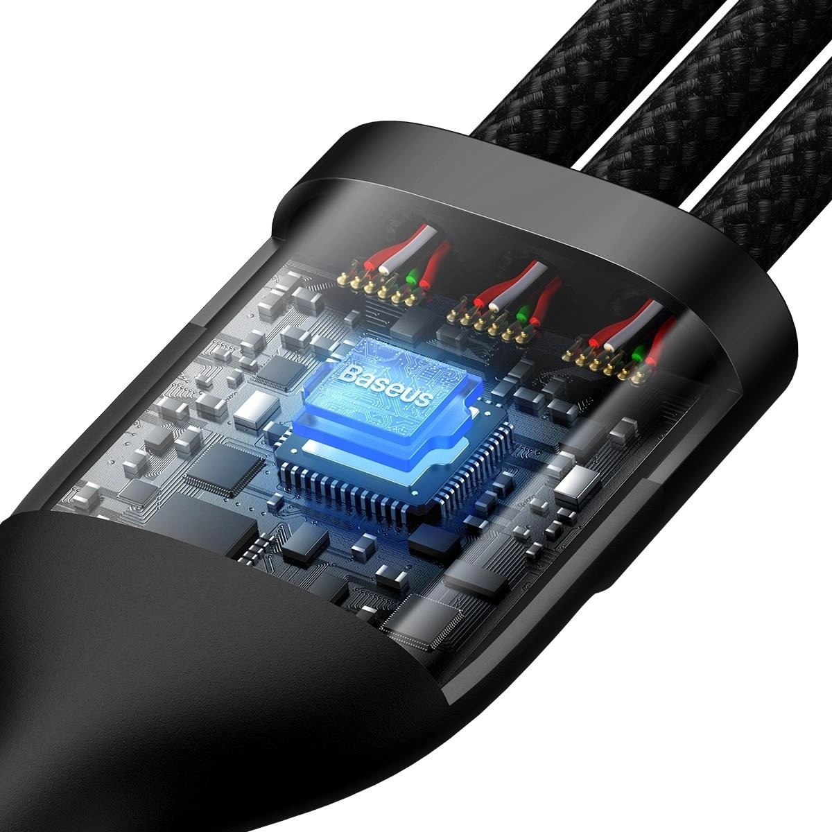 BASEUS CABLE 100W 1,2 M USB + TYPE C TO TYPE C/LIGHTNING/MICRO USB -Noir (CASS030101) - Gtel baseus cable 100w 12 m usb type c to type c lightning micro usb noir cass030101 5