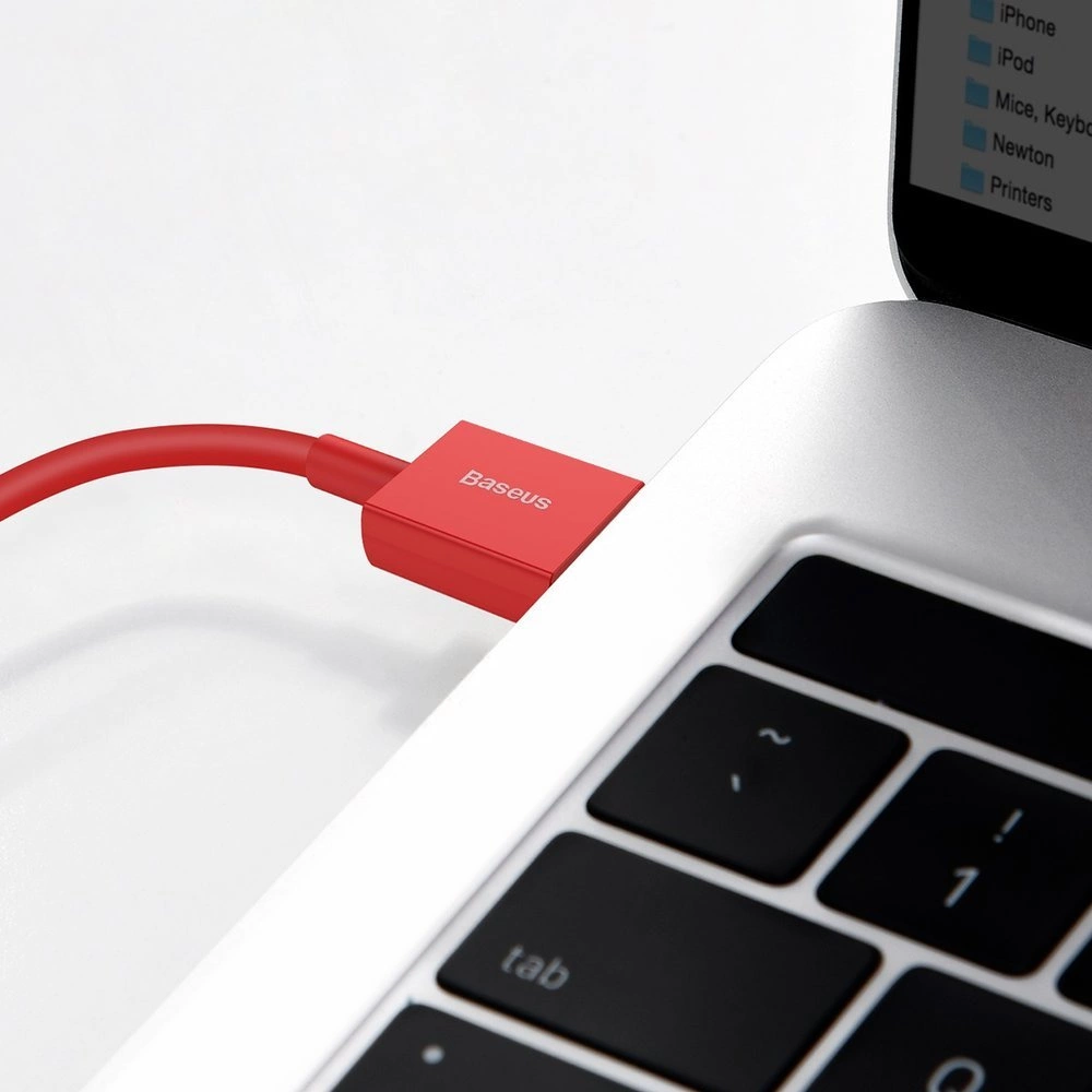 BASEUS Cable Lightning 1M/2.4A, Rouge (Calys-A09) - Gtel baseus cable lightning 1m 2 4a rouge calys a09 2
