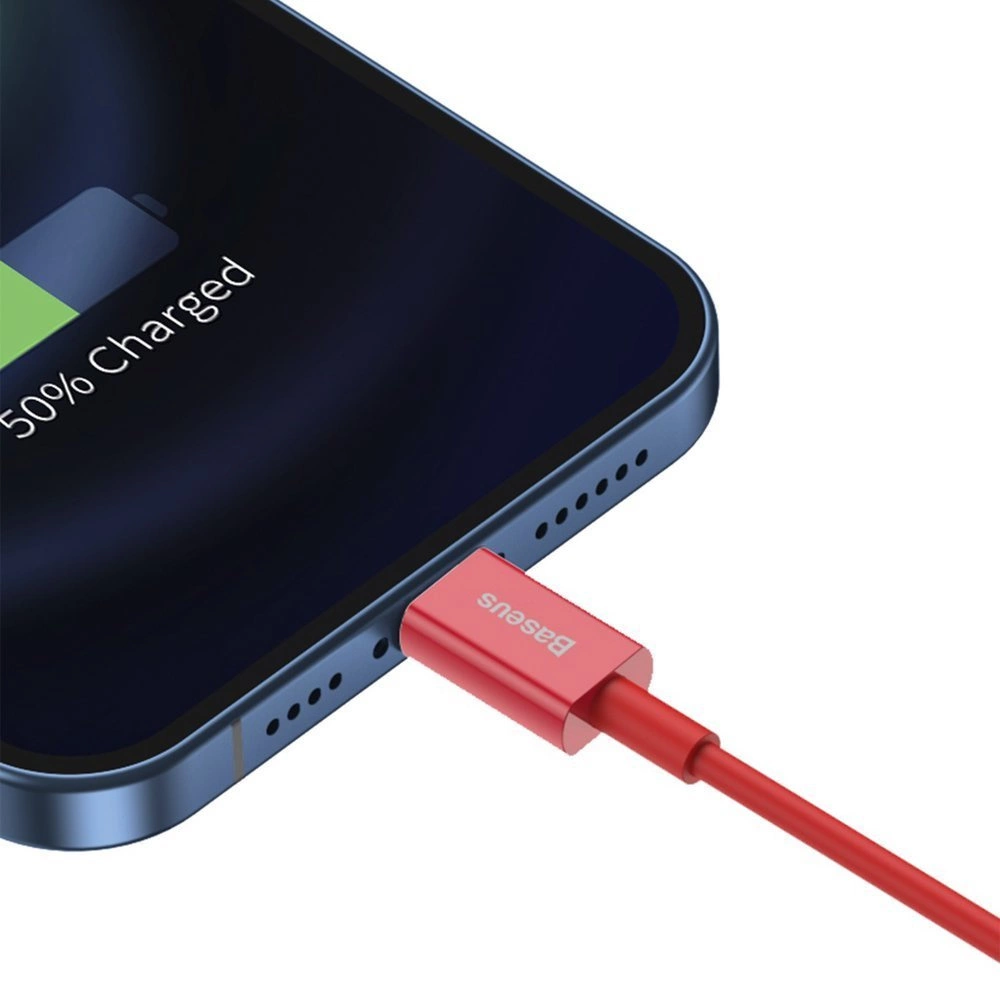 BASEUS Cable Lightning 1M/2.4A, Rouge (Calys-A09) - Gtel baseus cable lightning 1m 2 4a rouge calys a09 4