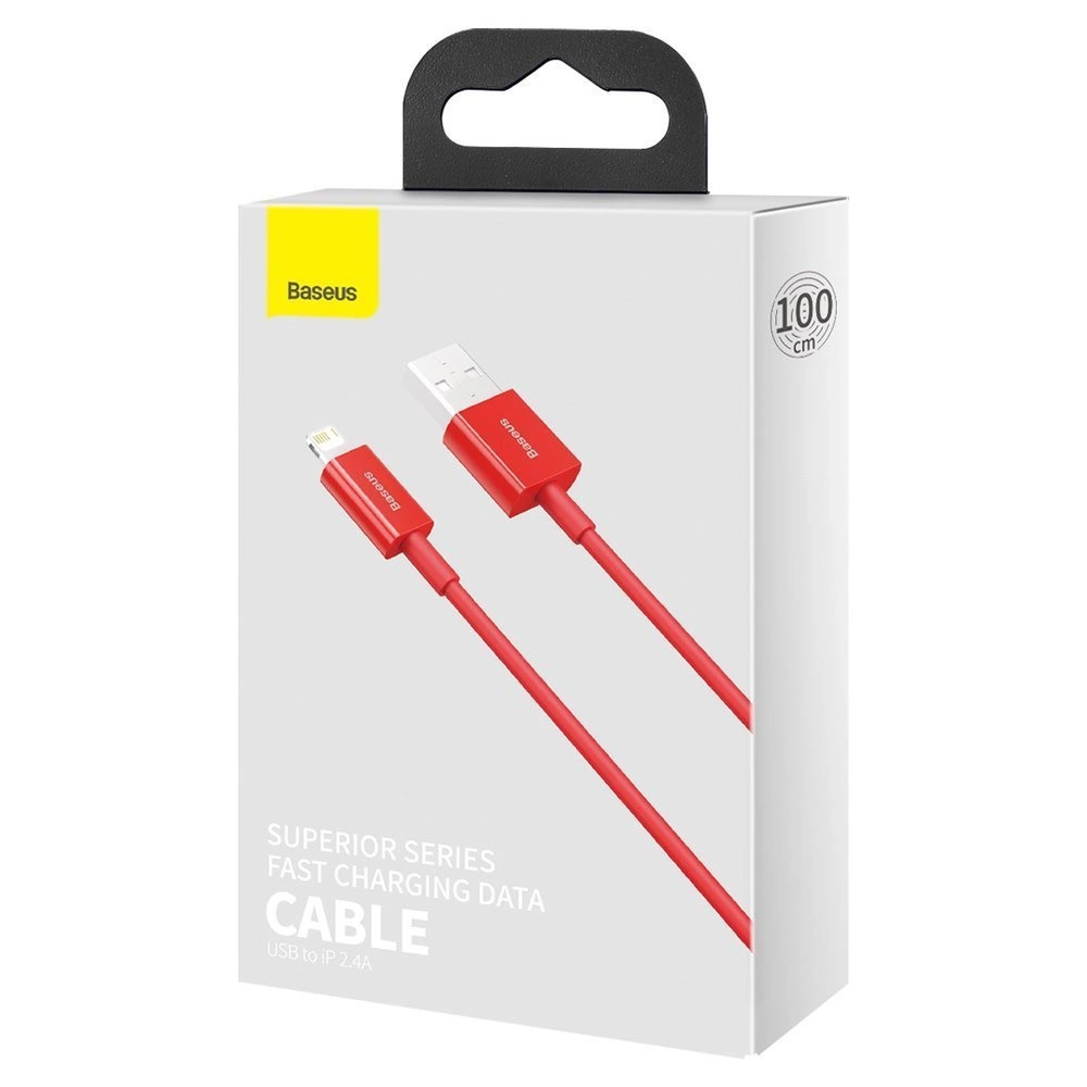 BASEUS Cable Lightning 1M/2.4A, Rouge (Calys-A09) - Gtel baseus cable lightning 1m 2 4a rouge calys a09 5