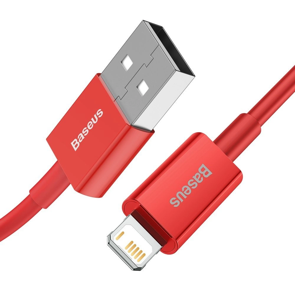 BASEUS Cable Lightning 1M/2.4A, Rouge (Calys-A09) - Gtel baseus cable lightning 1m 2 4a rouge calys a09 8