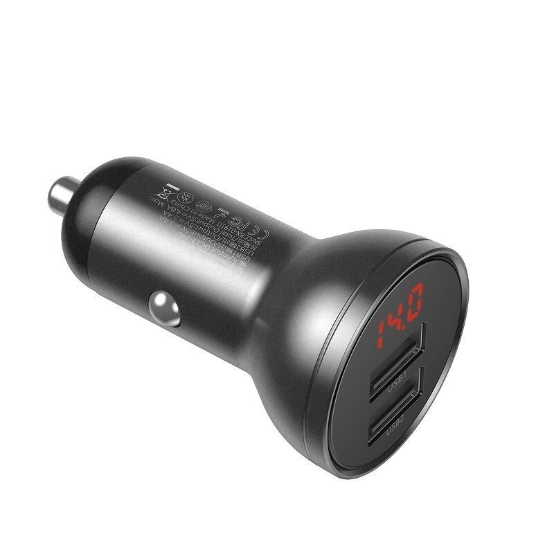 Chargeur de voiture Baseus 2x USB, 4.8A 24W, Gris (CCBX-0G) - Gtel chargeur de voiture baseus 2x usb 4 8a 24w gris ccbx 0g 5.jpg
