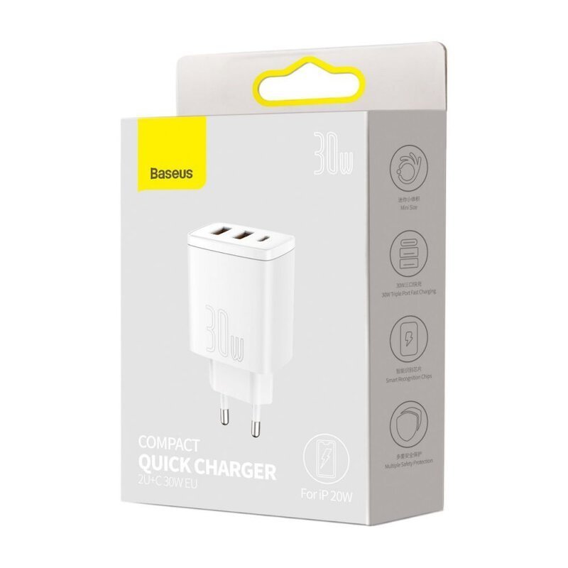 Chargeur rapide compact Baseus 2U+C 30W EU Blanc (CCXJ-E02) - Gtel chargeur rapide compact baseus 2uc 30w eu blanc ccxj e02 5.jpg