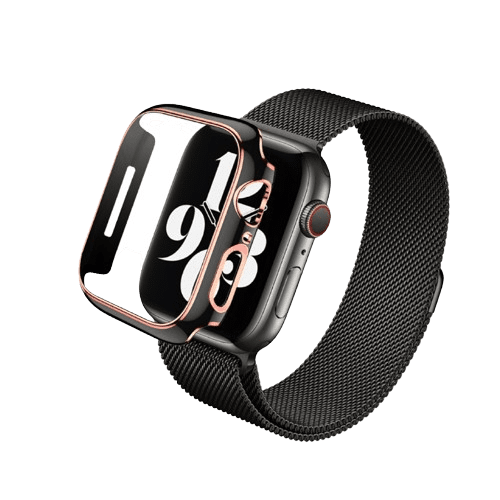hyphen apple watch frame protector 45mm black and rose gold haw fp45bkrg7781 1.png